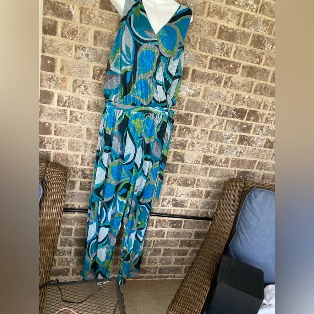 NWT- Susan Graver Vibrant  Blue Jumpsuit Size 1X New With Tags